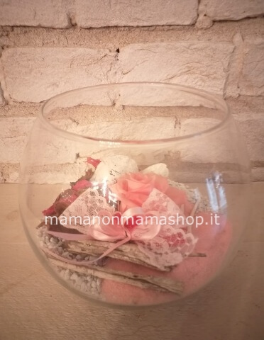 COMPOSIZIONE ROSE STABILIZZATE IN VETRO